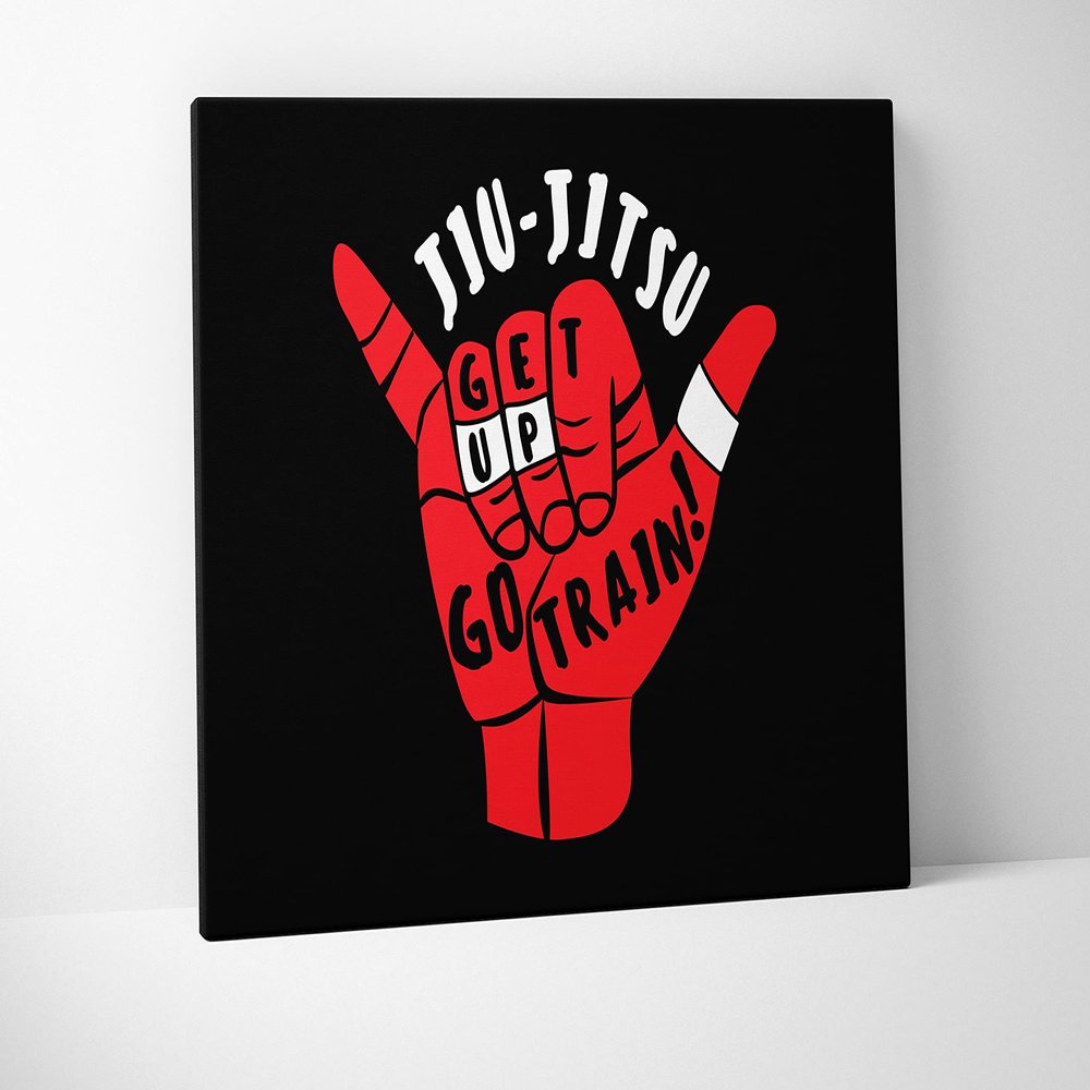 Damdekoli Get Up Go Train Poster - Wall Art Brazilian Jiu Jitsu BJJ - Motivational - Martial Arts - Jujitsu (8 x 10 Inches - Canvas)