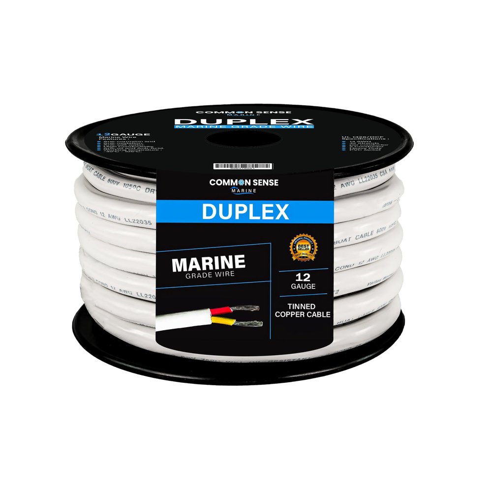 12 Gauge 2 Conductor Marine Wire - 20 ft Duplex Round Marine Grade Wire Tinned Copper Oxygen-Free Insulated - 12/2 AWG UL 1426 Standard PVC Wire for Boat, Automotive, Speakers, Camper & Trailers