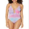 BCBGeneration Women's Standard One Piece Swimsuit Double Strap Keyhole Tummy Control Quick Dry Bathing Suit, Multi, Large view 1