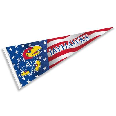 Kansas KU Jayhawks Nation USA Stars and Stripes Pennant Pennant Banner Flag