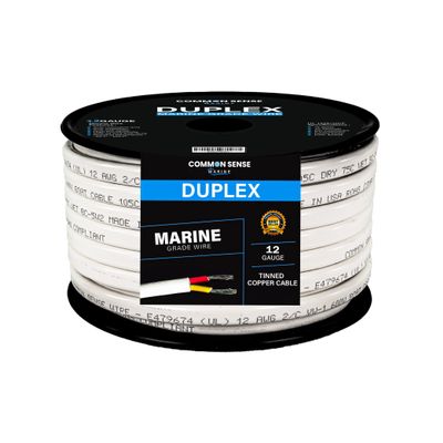 12 Gauge 2 Conductor Marine Wire - 20 ft Duplex Flat Marine Grade Wire Tinned Copper Oxygen-Free Insulated - 12/2 AWG UL 1426 Standard PVC Wire for Boat, Automotive, Speakers, Camper & Trailers