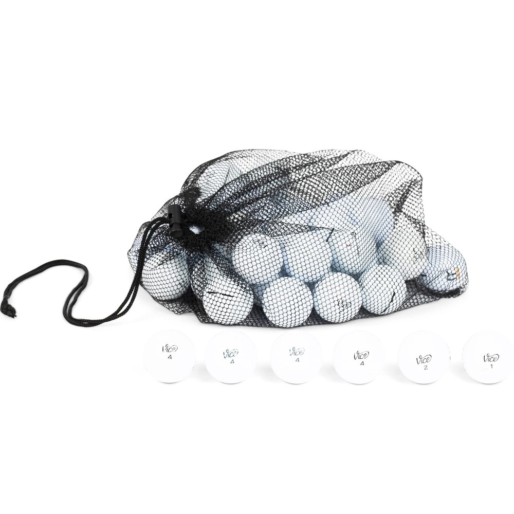 Clean Green Golf Balls Recycled Used Vice Golf Ball Mix - Good Condition Graded Balls - Includes GolfBalls and Mesh Carrying Bag (48)