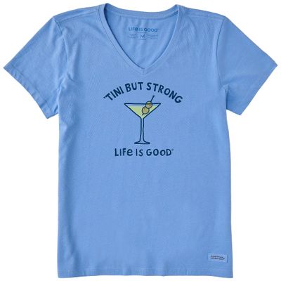 Life is Good Women's Crusher Vee 'Tini but Strong, Size XL, Cornflower Blue
