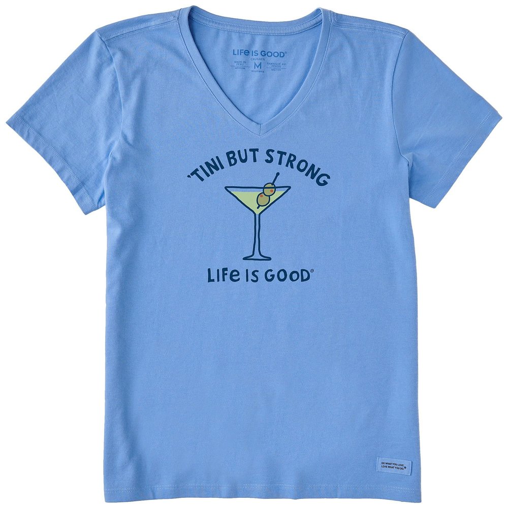 Life is Good Women's Crusher Vee 'Tini but Strong, Size XL, Cornflower Blue