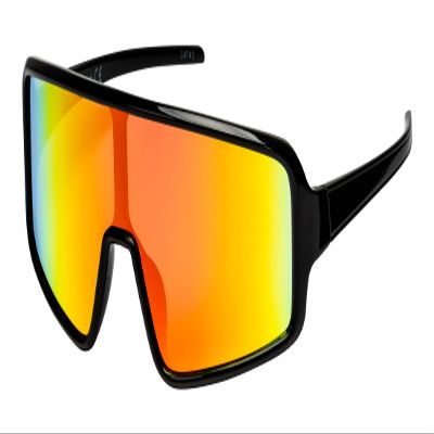 FLAWLESS EYEWEAR Oversized Shield Wraparound Sports Sunglasses for Men Women Outdoor One Piece Visor Mirror Sport Glasses Outdoor Cycling 80s (Orange Mirror)