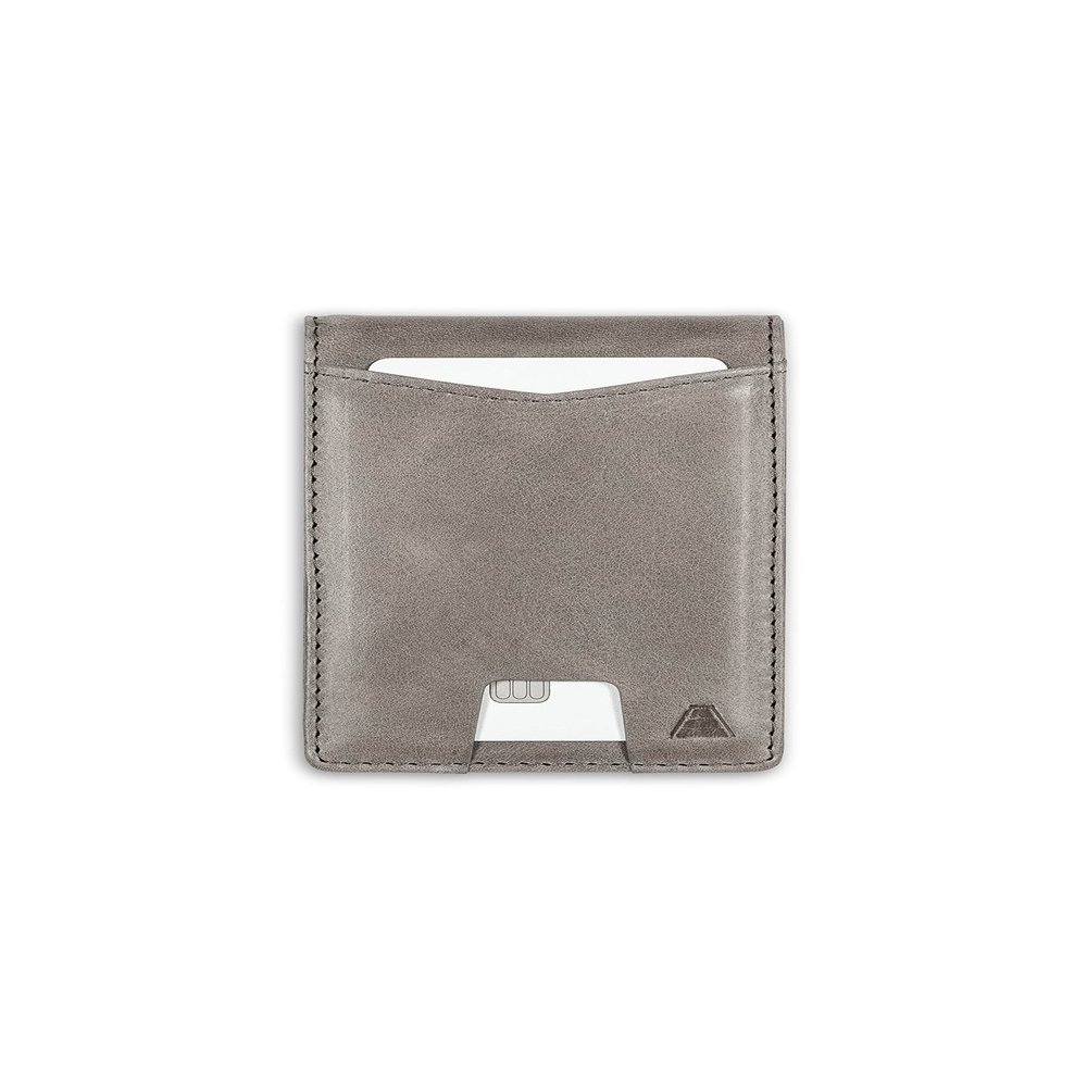 Andar The Ranger Leather Slim RFID Blocking Minimalist Bifold Wallet with Money Clip made of Full Grain Leather (Stone Gray)
