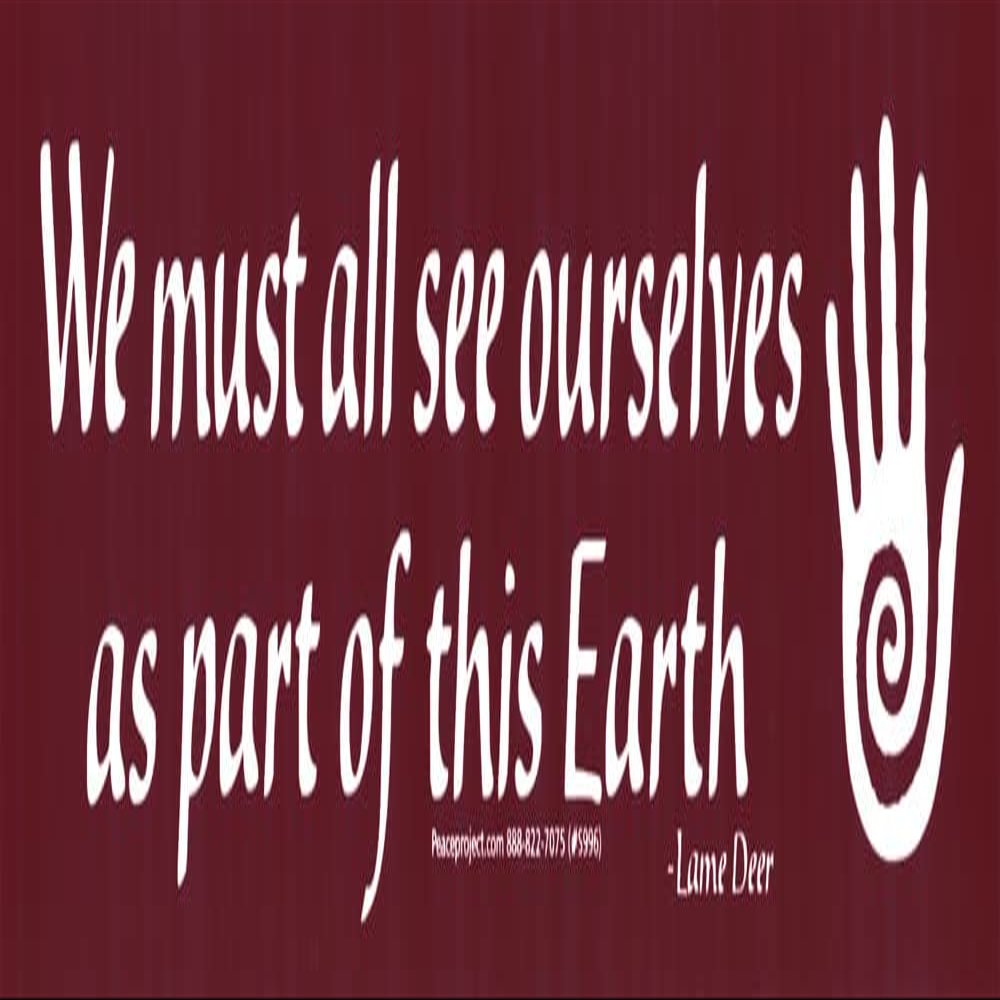 We Must All See Ourselves As Part of This Earth Lame Deer Environmental Quote Large Car Bumper Sticker Locker Skateboard Window Decal 10.38-by-2.63 Inches (Vinyl Sticker)