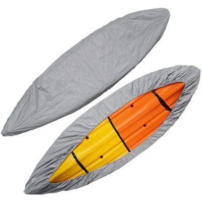 Universal Kayak Cover 420D Oxford Fabric Canoe Boat Storage Cover Waterproof UV Resistant Dust Protector,Gray,Fit 3.6m to 4m Kayak