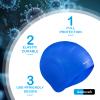 Aouloves 2 Pack Unisex Swim Caps with 3D Ear Protection, Durable Silicone Swimming Caps for Women Men Adults Youths Kids, Easy to Put On and Off view 3