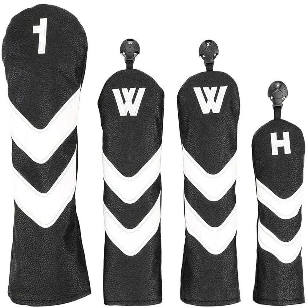Bilbear Golf Club Head Covers Set Wood Golf Head Covers Putter Head Covers Set of 4 (Black)