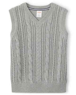 Gymboree Boys and Toddler V-Neck Cable Knit Sweater Vest, Heather Grey, 8