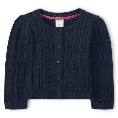 Gymboree Girls and Toddler Long Sleeve Cable Knit Cardigan Sweater, Navy Slate, 10