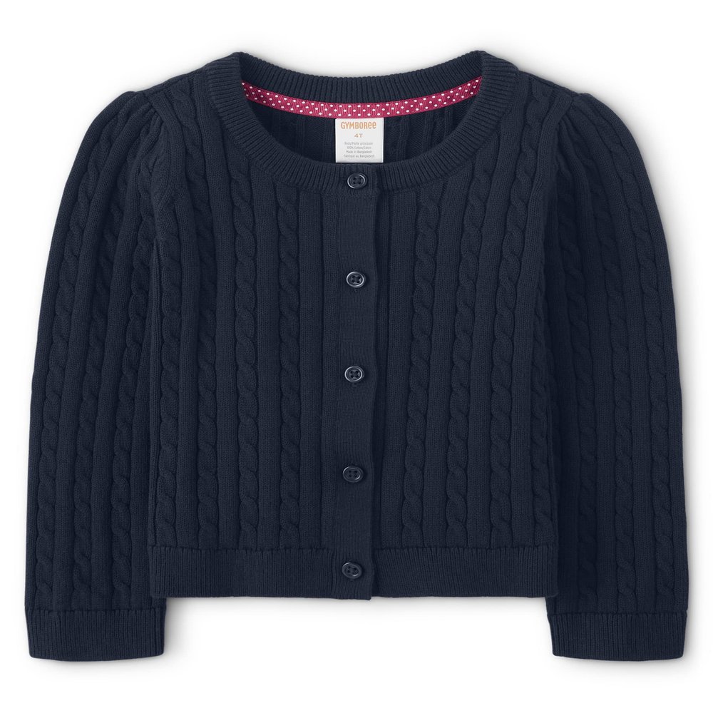 Gymboree Girls and Toddler Long Sleeve Cable Knit Cardigan Sweater, Navy Slate, 10