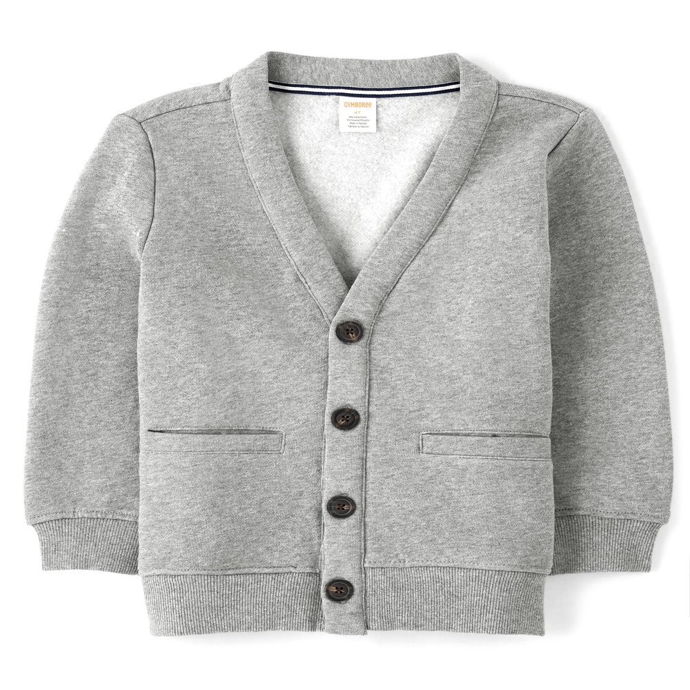 Gymboree Boys and Toddler Long Sleeve Zip Up Hoodie and Cardigan Sweaters, Heather Grey, 6