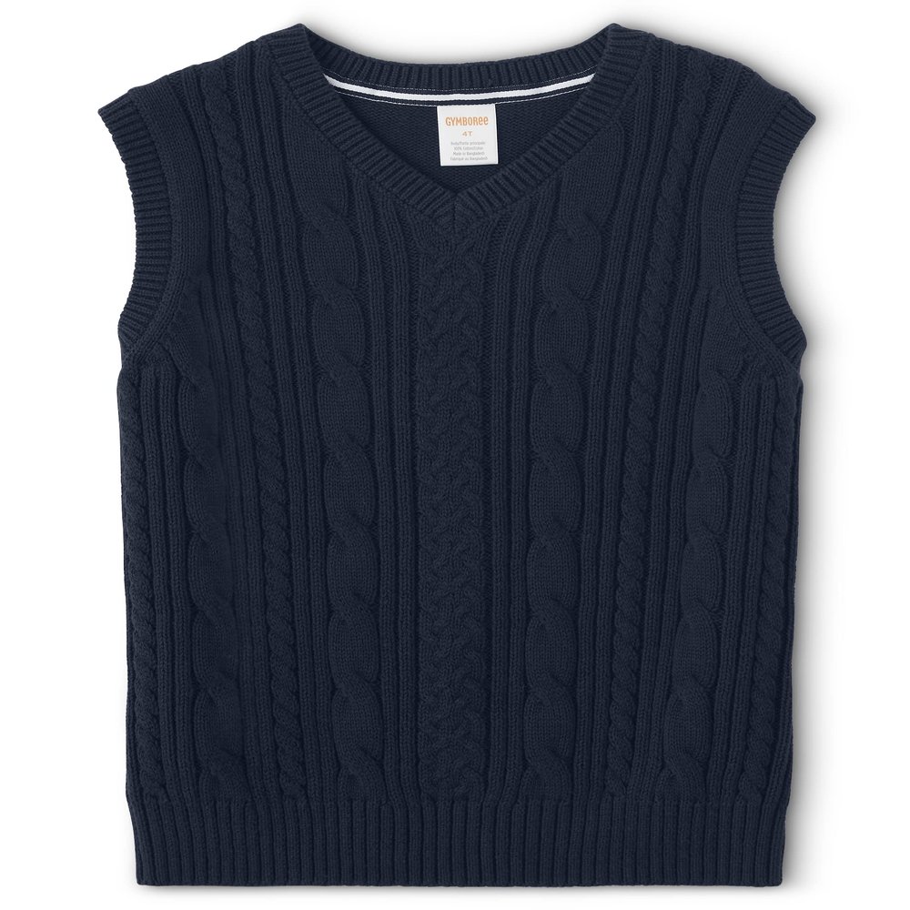 Gymboree Boys and Toddler V-Neck Cable Knit Sweater Vest, Navy Slate, 8