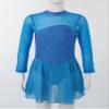winying Kids Girls Rhinestones Mesh Spliced Long Sleeve Ballet Gymnastic Leotard Figure Ice Skating Dress Dancewear Sky Blue 12 Years view 3