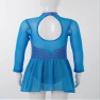 winying Kids Girls Rhinestones Mesh Spliced Long Sleeve Ballet Gymnastic Leotard Figure Ice Skating Dress Dancewear Sky Blue 12 Years view 4
