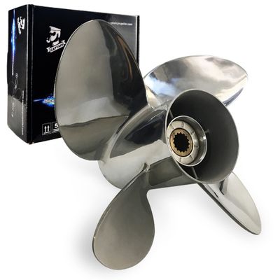 Boatman Outboard Propeller 13 x19 Stainless Steel Fit Johnson Evinrude Boat Engines 90-140 HP 4 Blades 15 Spline Tooth LH