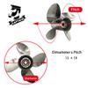 Boatman Outboard Propeller 13 x19 Stainless Steel Fit Johnson Evinrude Boat Engines 90-140 HP 4 Blades 15 Spline Tooth LH view 2