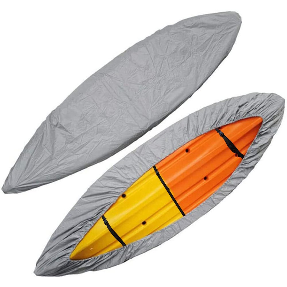 Universal Kayak Cover 420D Oxford Fabric Canoe Boat Storage Cover Waterproof UV Resistant Dust Protector,Gray,Fit 4.1m to 4.5m Kayak