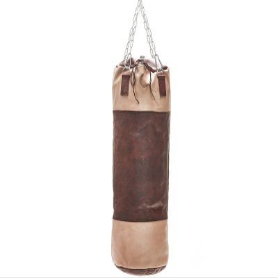 Modest Vintage Player Retro Cream/Brown Leather Heavy Punching Bag (UN-Filled) (5 Foot)