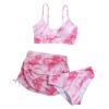 POLG 3 Piece Tie Dye Bikini Bathing Suit for Girls Tankini Swimsuits Bathing Suit with Cover Up Beach Skirt 8-14 Years (04-Pink, 11-12 Years) view 1