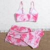 POLG 3 Piece Tie Dye Bikini Bathing Suit for Girls Tankini Swimsuits Bathing Suit with Cover Up Beach Skirt 8-14 Years (04-Pink, 11-12 Years) view 3
