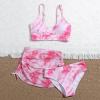 POLG 3 Piece Tie Dye Bikini Bathing Suit for Girls Tankini Swimsuits Bathing Suit with Cover Up Beach Skirt 8-14 Years (04-Pink, 11-12 Years) view 4
