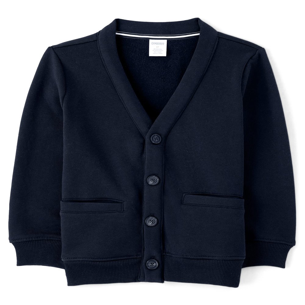 Gymboree Boys and Toddler Long Sleeve Zip Up Hoodie and Cardigan Sweaters, Navy Slate, 8