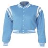 Women Cropped Varsity Jacket Retro Baseball Jacket Bomber Coat Streetwear Blue view 1