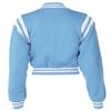 Women Cropped Varsity Jacket Retro Baseball Jacket Bomber Coat Streetwear Blue view 3