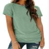 AUTOMET Women's Soft Basic Short Sleeve T-Shirt, Round Neck Tops Summer Casual Tee for Spring Shirts Clothes Everyday Wear 02lightgreen S view 1
