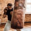 Modest Vintage Player Retro Heritage Brown Leather Heavy Punching Bag (UN-Filled) (5 Foot) view 3
