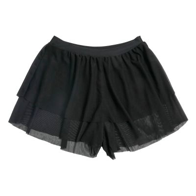 Maryia Sexy Black Mesh Sheer Swim Stretch Beach Shorts for Women See Through Fishnet Ruffle Mini Skirts Wrap Bottoms