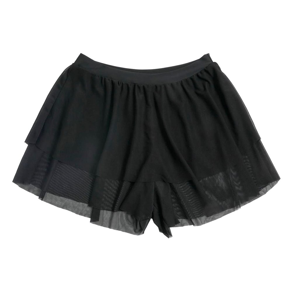 Maryia Sexy Black Mesh Sheer Swim Stretch Beach Shorts for Women See Through Fishnet Ruffle Mini Skirts Wrap Bottoms