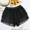 Maryia Sexy Black Mesh Sheer Swim Stretch Beach Shorts for Women See Through Fishnet Ruffle Mini Skirts Wrap Bottoms view 3
