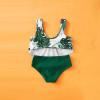 Digood Girls Summer Swimsuit Kids Tropical Striped Print Bathing Suit Hawaiian Holiday Beach Sport Swimwear(Green,7-8 Years) view 3