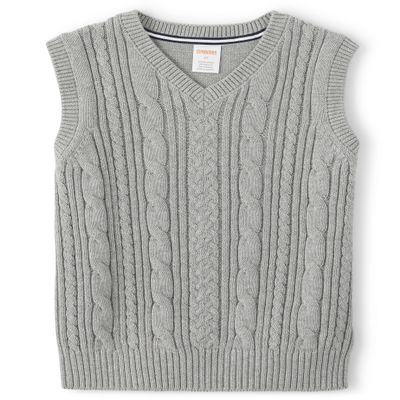 Gymboree Boys and Toddler V-Neck Cable Knit Sweater Vest, Heather Grey, 12