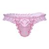 Fldy Men's Sexy Gay Briefs Thong Panties Ruffled Frilly Satin Bowknot Sissy Lingerie Underwear Pink C XX-Large view 1