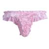 Fldy Men's Sexy Gay Briefs Thong Panties Ruffled Frilly Satin Bowknot Sissy Lingerie Underwear Pink C XX-Large view 2