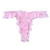 Fldy Men's Sexy Gay Briefs Thong Panties Ruffled Frilly Satin Bowknot Sissy Lingerie Underwear Pink C XX-Large view 4