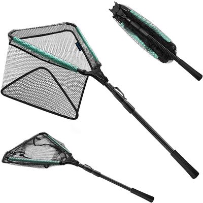 Floating Landing Fishing Net Folding Fishing Net Telescoping Fishing Nets Handle Coated Landing Net for Easy Catch & Release Kids Saltwater and Freshwater Use (Black-98-inch)
