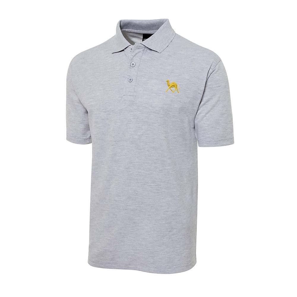 Mens Polo Shirts Camel Animal Embroidered Shrot Sleeve Polo Shirts (Grey,Large,Large)