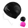 Aouloves 2 Pack Unisex Swim Caps with 3D Ear Protection, Durable Silicone Swimming Caps for Women Men Adults Youths Kids, Easy to Put On and Off view 1