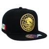 Mexican Hat Mexico State Federal Logo Embroidered Snapback Flat Bill Baseball Cap (Durango- Black/Gold) view 1