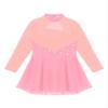 Oyolan Kids Girls Rhinestones Figure Ice Skating Dress Mesh Spliced Long Sleeve Keyhole Back Ballet Dance Leotard Dress Pink 12 Years view 4