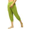 LOFBAZ Yoga Pants for Women Maternity PJs Pajamas Sweatpants Lounge Harem Boho Joggers Womens Dance Genie Indian Clothing Solid Lime Green (Capri) S view 4