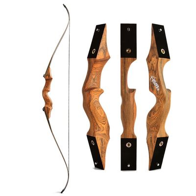 60 Inch Black Hunter Takedown Recurve Bow and Arrow Kit 20-60 Lbs Wooden Traditional Longbow American Hunting Bow for Right Hand (40 lbs, only Orange Bow)