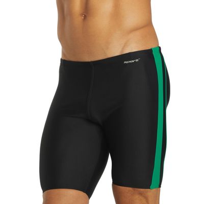 Sporti Jammers Swimsuit for Men, Piped Splice Swim Jammer Swimsuit - Black/Green - 32