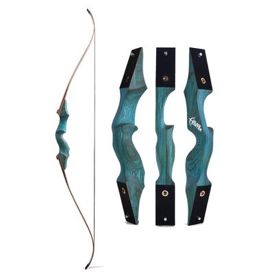 60 Inch Black Hunter Takedown Recurve Bow and Arrow Kit 20-60 Lbs Wooden Traditional Longbow American Hunting Bow for Right Hand (60 lbs, only Blue Bow)